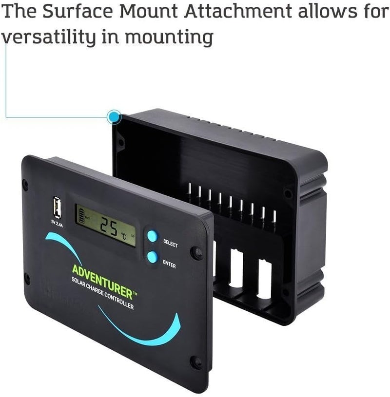 Renogy وحدة تحكم الطاقة الشمسية Adventurer-Li 30A - تصميم مدمج لجدران RV/المخيمات، شاحن PWM تلقائي 12V/24V، شاشة LCD، متوافق مع بطاريات الليثيوم وAGM/جل - Image 4